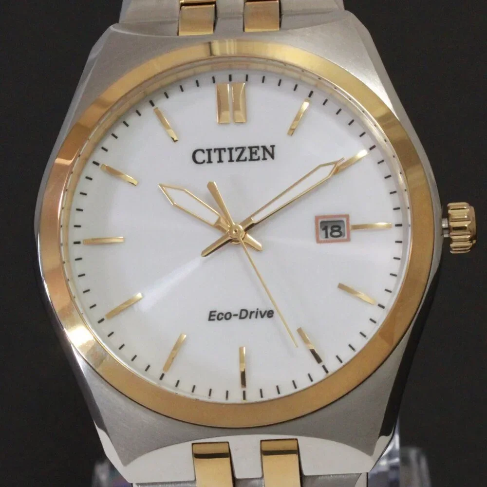Citizen Men's Eco Drive Corso Integrated Bracelet Two Tone White Dial 40mm